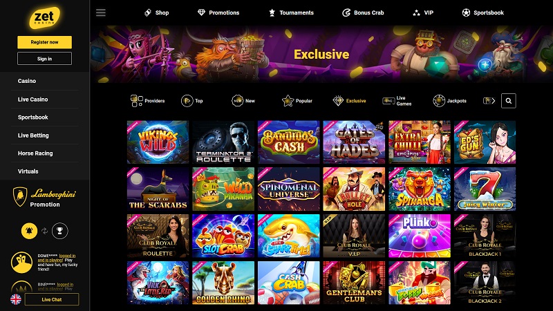 Zet Casino Angebot an Spielen