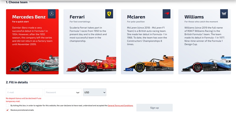 F1 Casino Registrierung