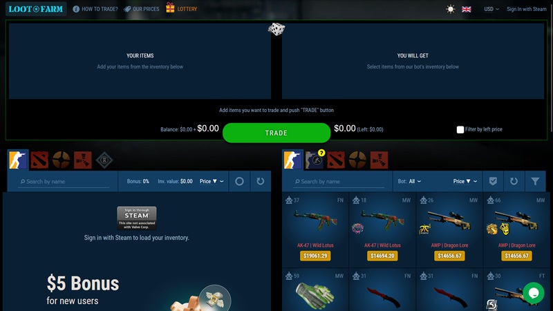 Online-Marktplatz für Skins LOOT.Farm