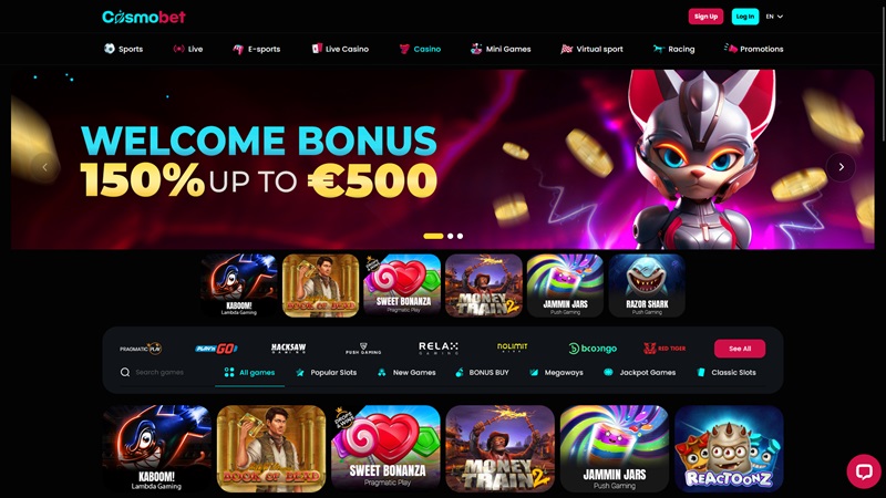 Website des Casinos Cosmobet