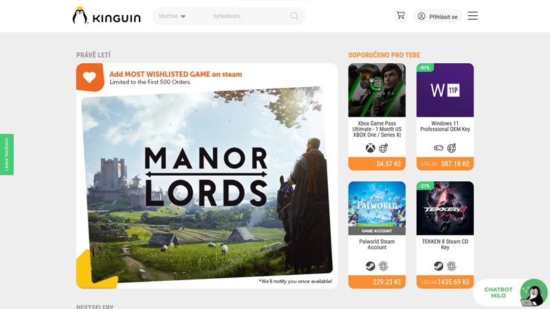 Webseite des Online-Shops Kinguin