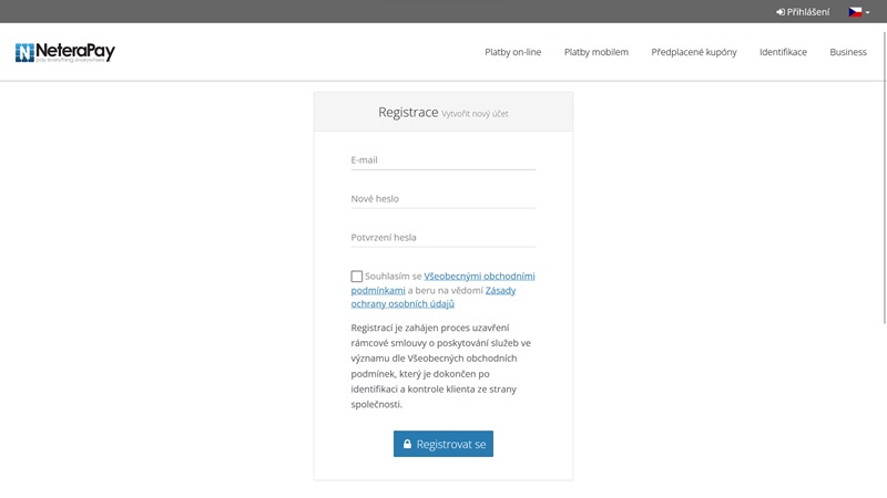 NeteraPay Registrierungsformular