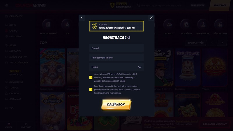 QuickWin Casino Registrierung