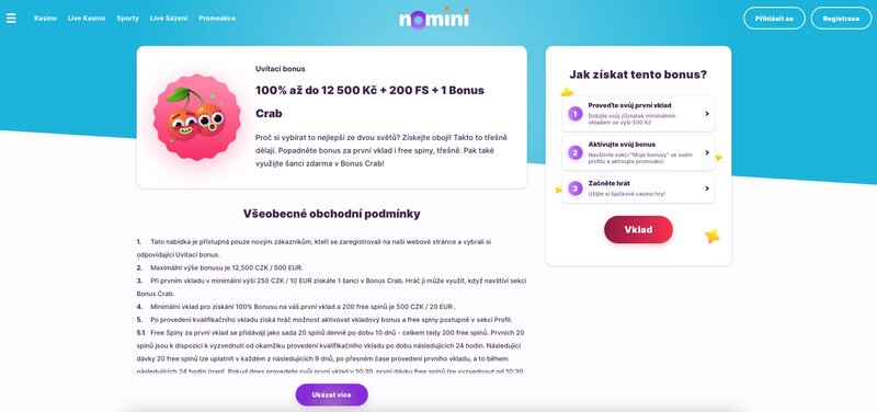 Willkommensbonus im Online Casino Nomini