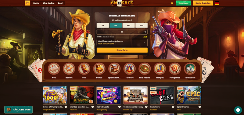 SmokeAce Casino Startseite