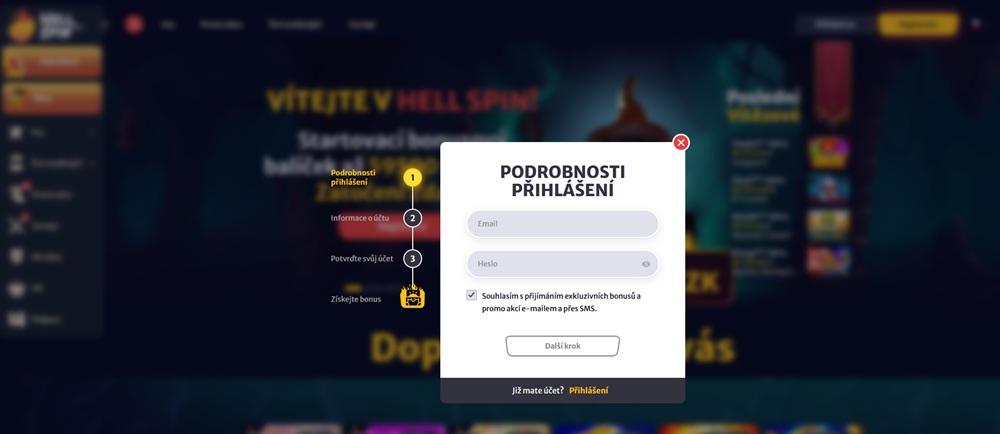 Hell Spin Registrierung