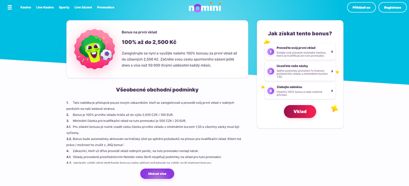 Nomini Casino Bonus zur ersten Einzahlung – Intro