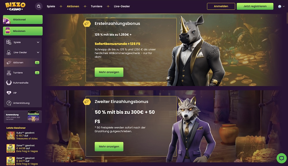 Bizzo Casino Boni