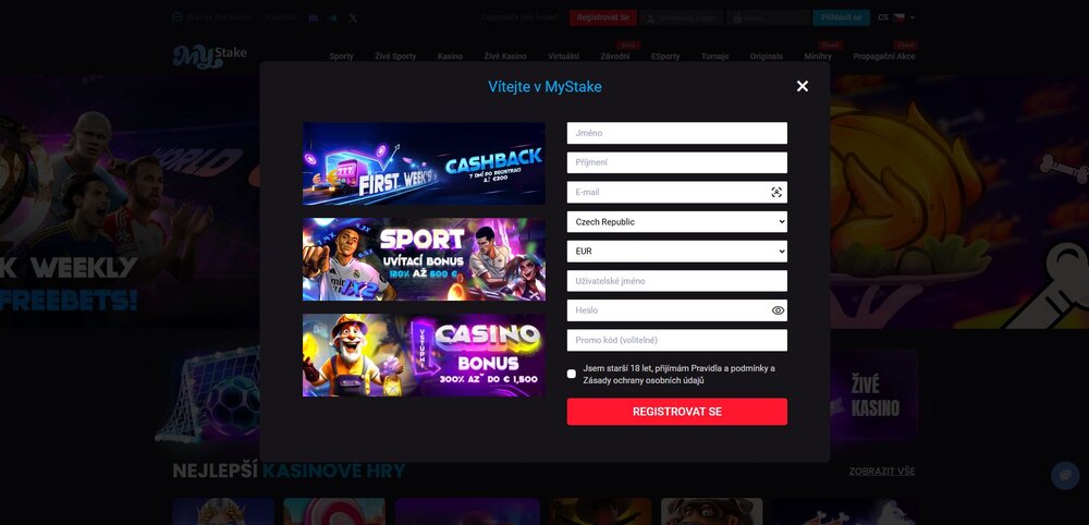 Registrierung im MyStake Casino