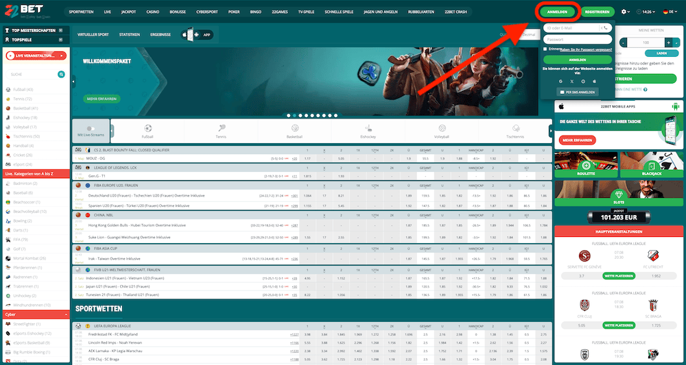 98487 22BET Login