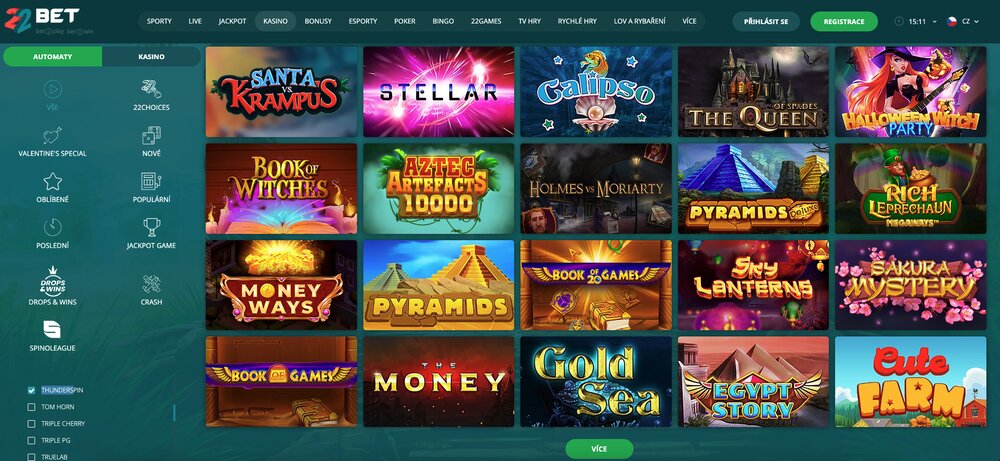 Spiele von Thunderspin im Casino 22BET