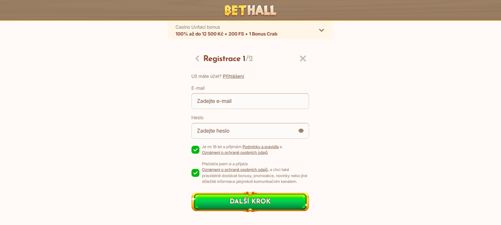 BetHall registrace