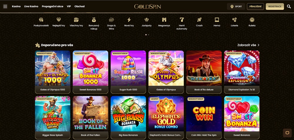 Webseite des GoldSpin Casinos