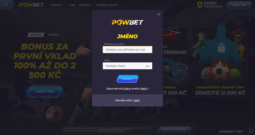 Powbet Casino-Anmeldung
