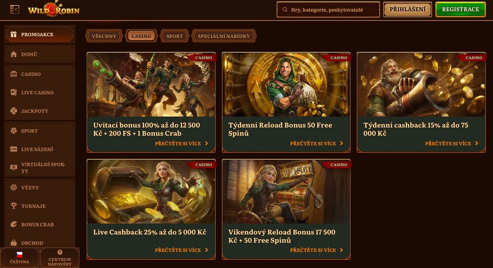 Bonusová nabídka v casinu Wild Robin