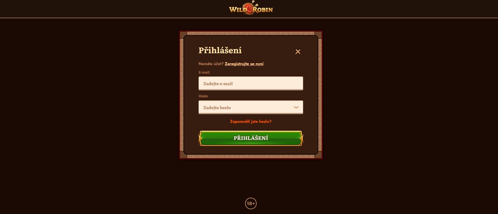 Anmeldung im Wild Robin Casino