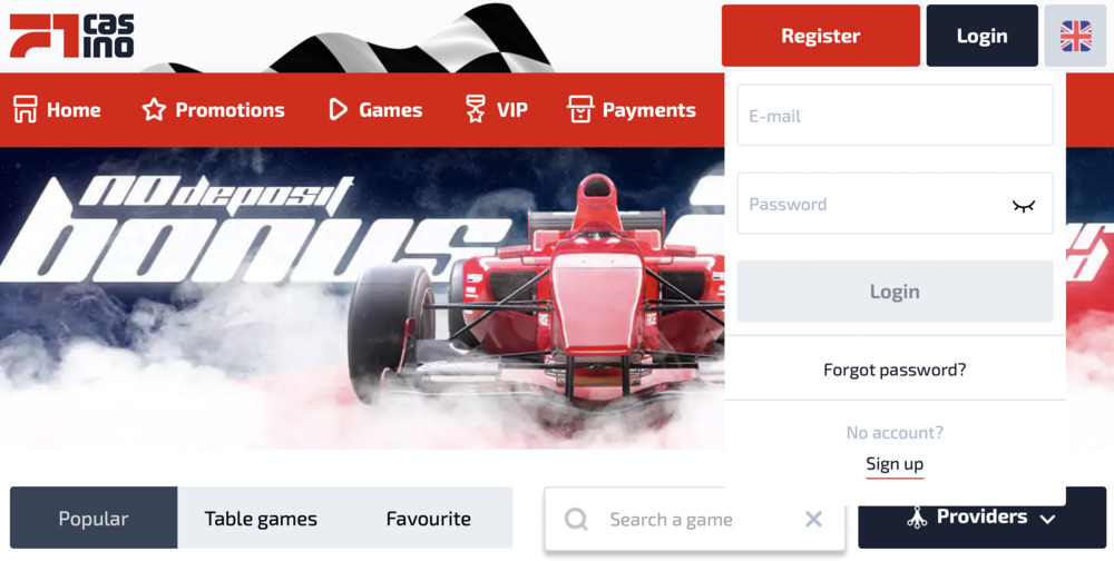 F1 Casino Anmeldung 