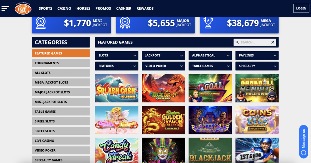 GTbets casino náhled