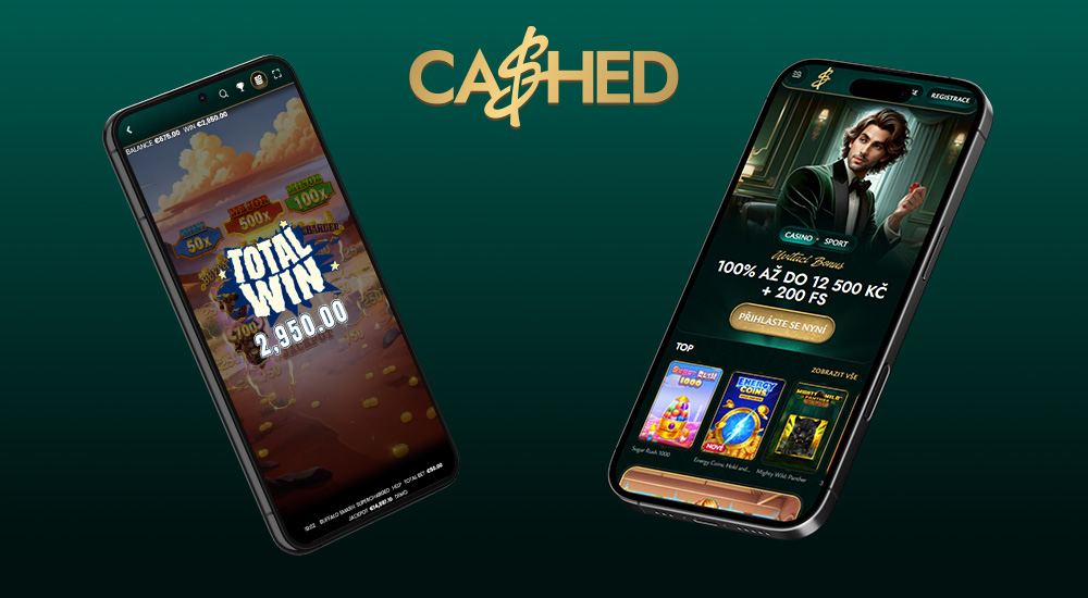 Ansicht der responsiven Oberfläche des Online-Casinos und Buchmachers Cashed auf dem Smartphone