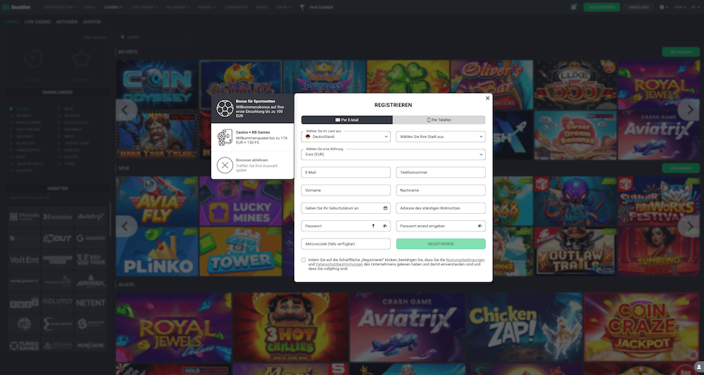 54347 BeatBet Registrierung