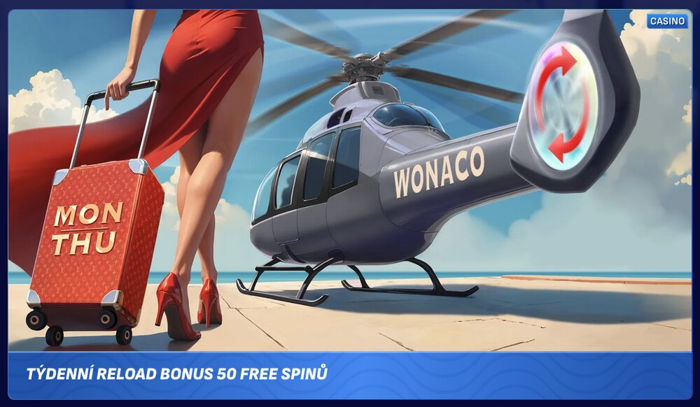Wonaco – Týdenní reload bonus 50 free spinů