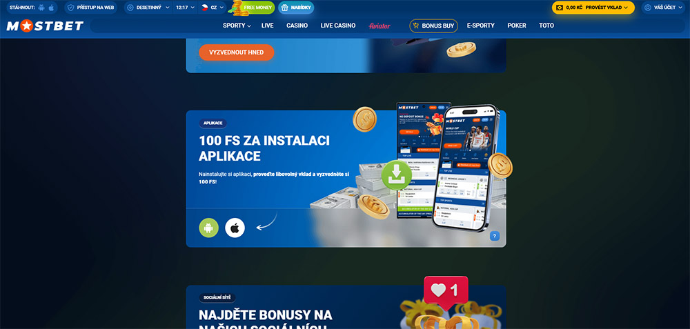 MostBet gibt Ihnen 100 Free Spins für die Installation der App