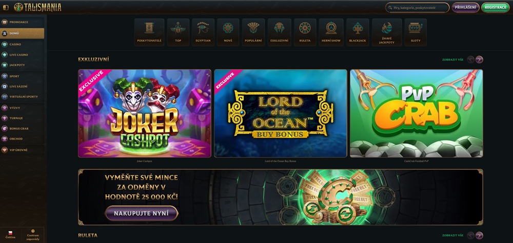 Website des Casinos Talismania