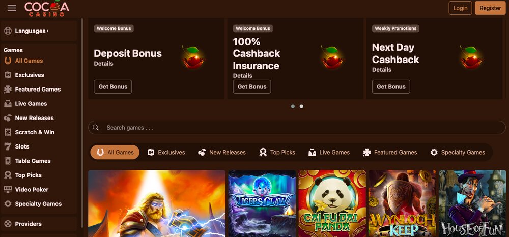 Cocoa Casino Homepage