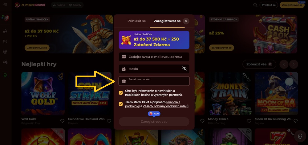 Feld zur Eingabe des Promo-Codes