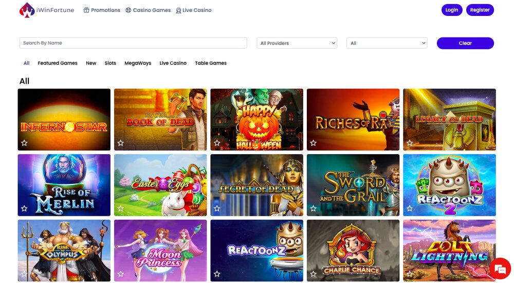 iWinFortune casino herní knihovna