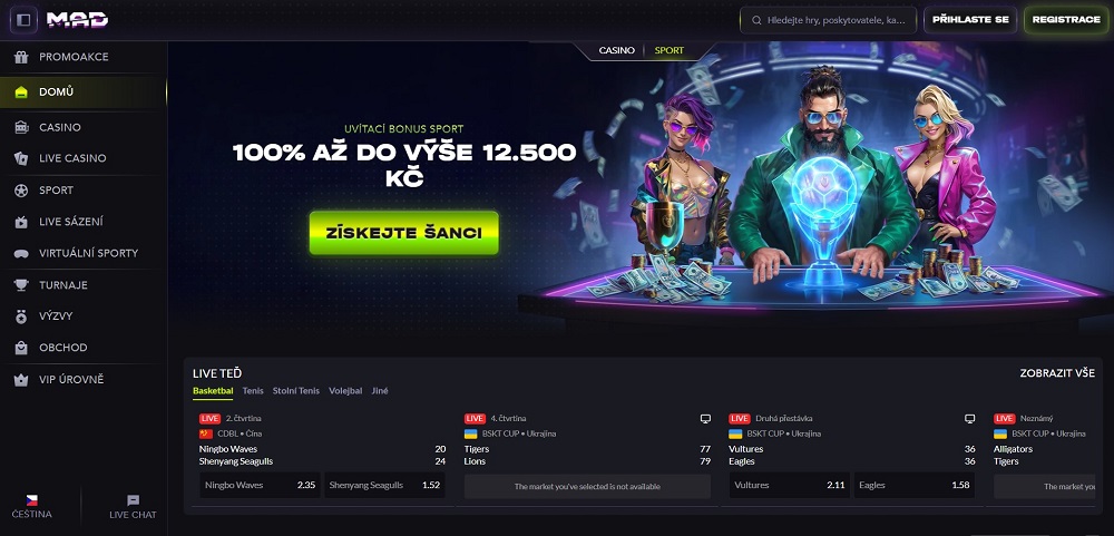 MadCasino Willkommensseite
