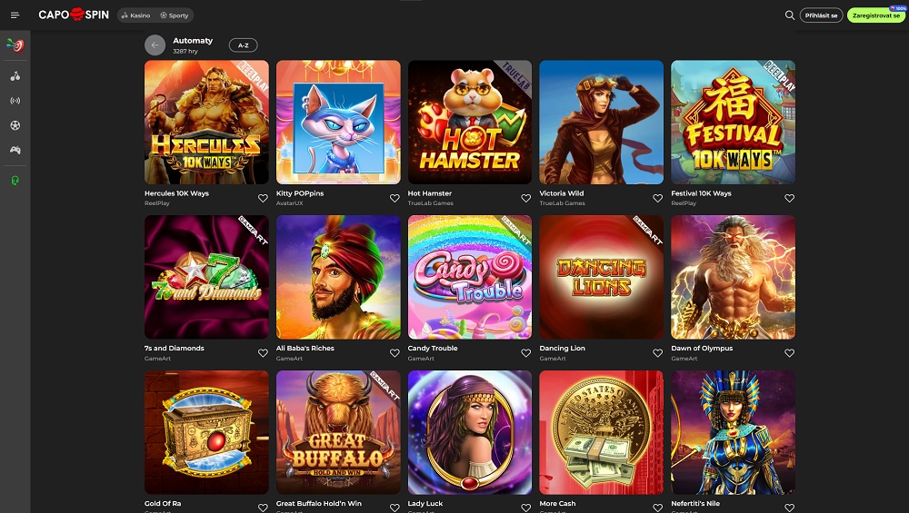 Vorschau der Spielautomaten im Online Casino Capospin