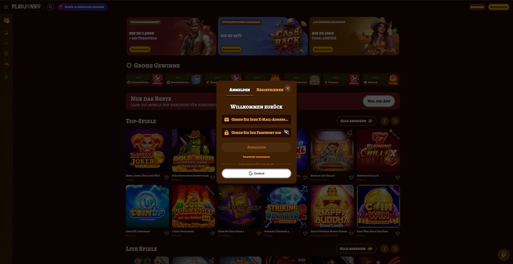 PlayJonny Anmeldung