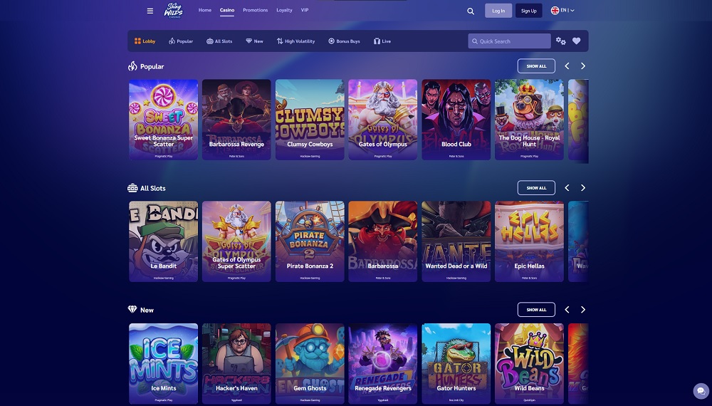 Vorschau der Online-Slots im Casino ShinyWild