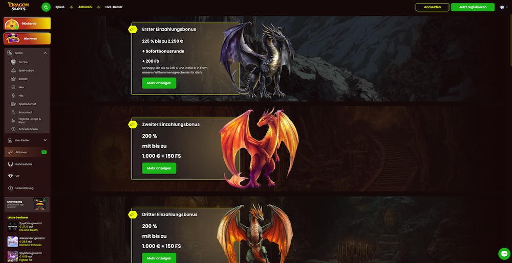 Dragon Slots Boni