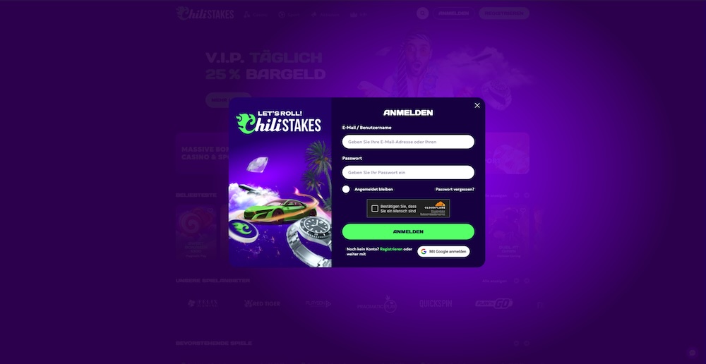 ChiliSTAKES Anmeldung