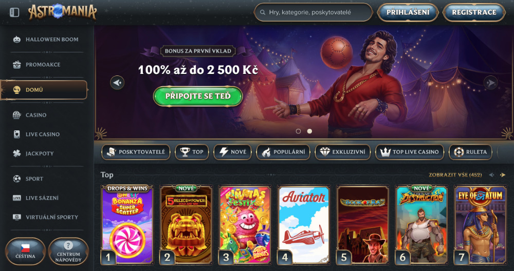 AstroMania Casino Startbildschirm