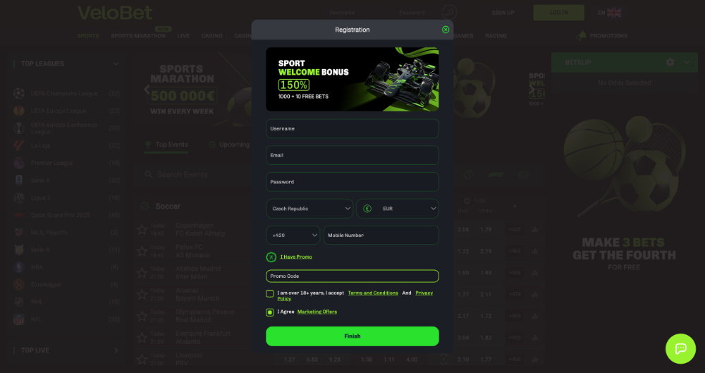 VeloBet Promo-Code