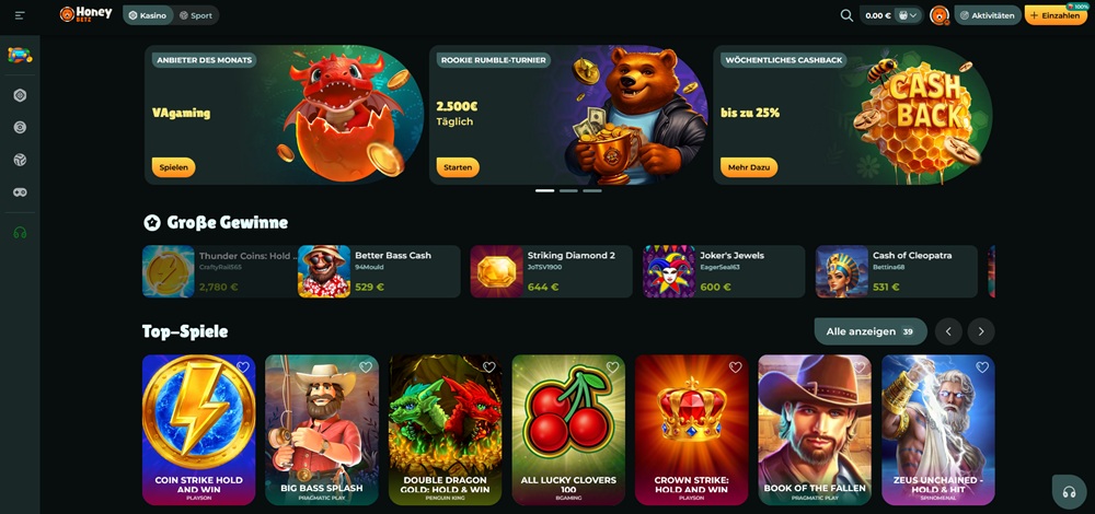 HoneyBetz casino úvod de