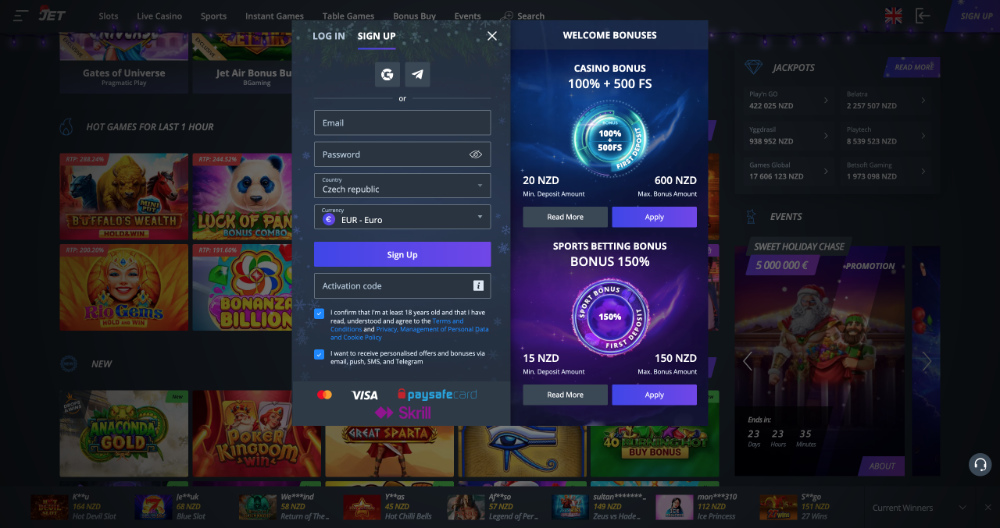 Promo-Code im JET Casino