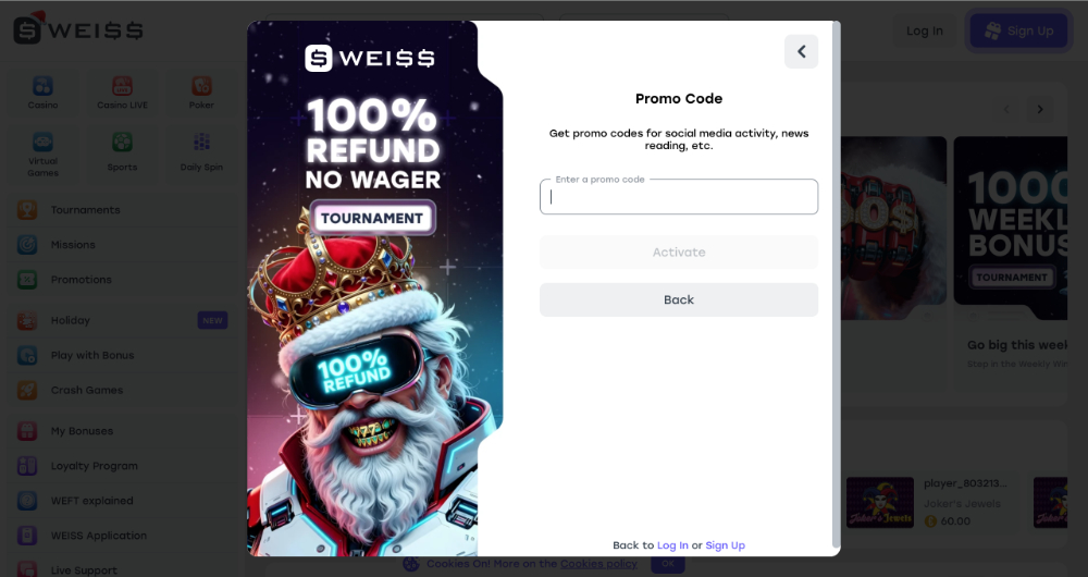 Promo-Code im Casino Weiss