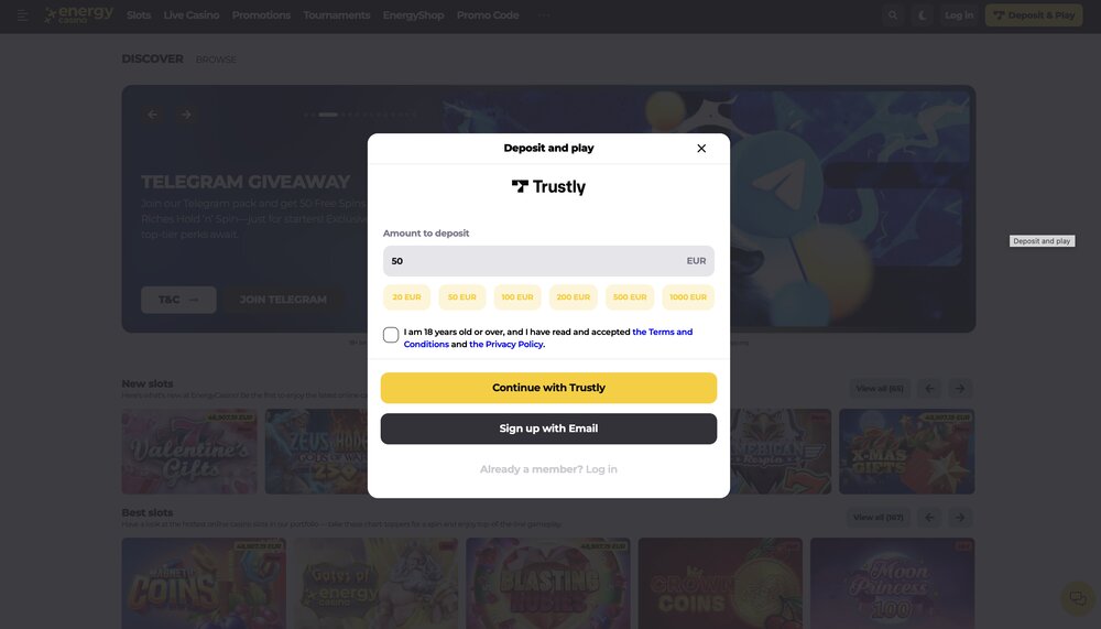 Energy Casino Anmeldung