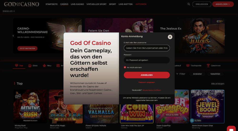 God of Casino Login